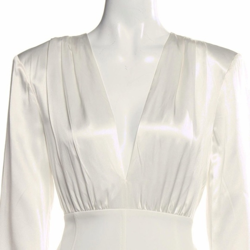 White Long Sleeve Silk Dress Size 10 - Picture 5 of 9